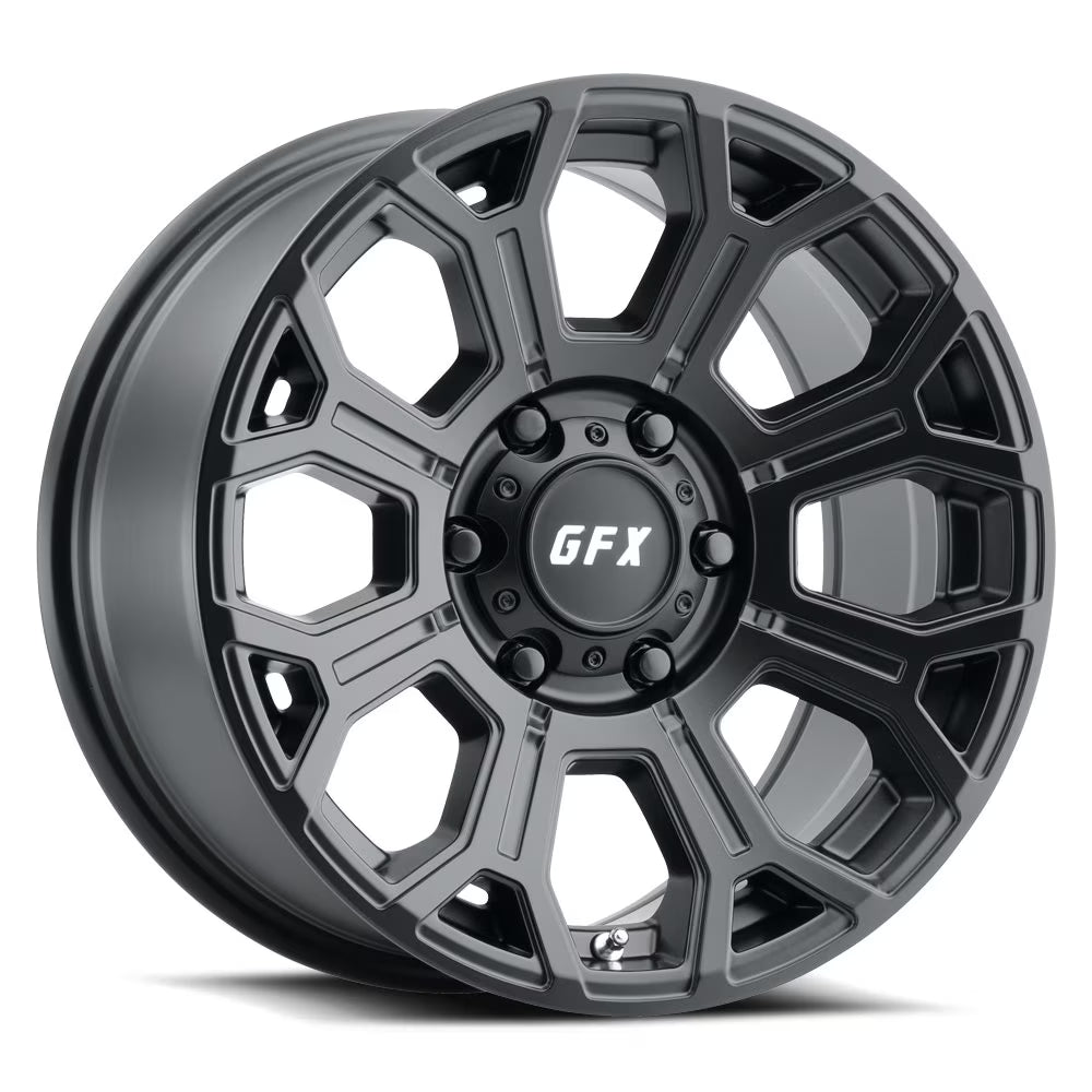 TR-19 Custom Wheel 18x9 inch 6-139.7 Bolt-Pattern 12 Offset MATTE BLACK Rim Style 8 spoke for Truck