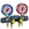 Yellow Jacket 49956 Manifold Only degrees C, bar/psi Scale, R-134A/404A/407C Refrigerant, Red/Blue Gauges