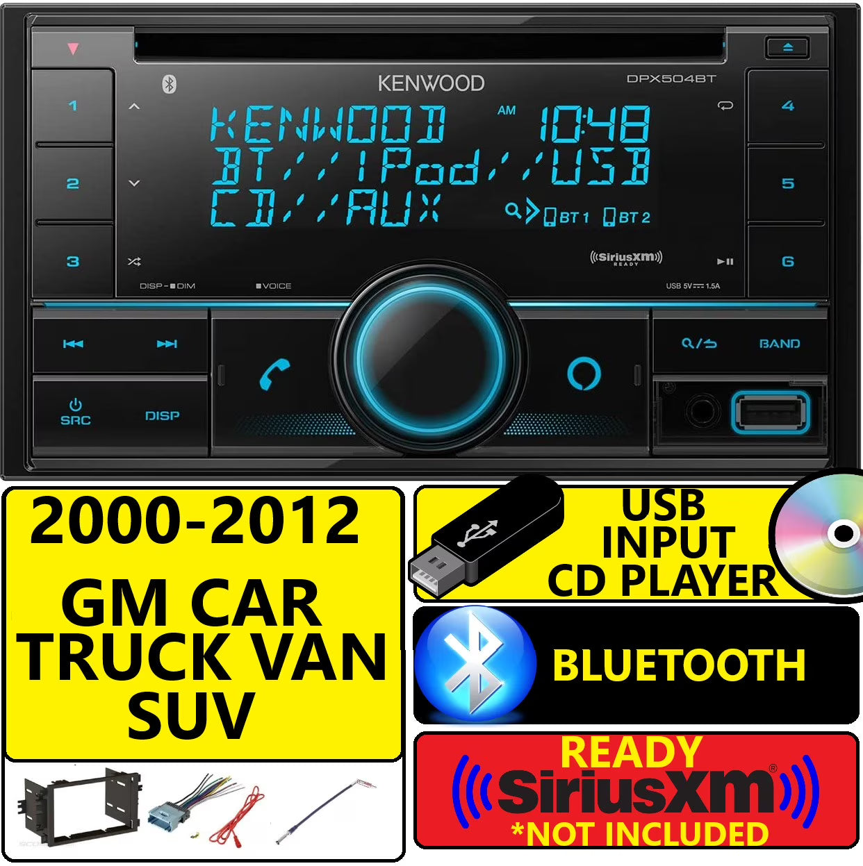 FITS CHEVY-GMC TRUCK-VAN-SUV Cd Bluetooth Usb Radio Stereo Double Din Dash Kit