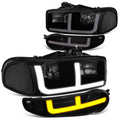 DNA Motoring HL-LB4-DAN99-BK-SM-CL1 Smoked Clear F-LED DRL Headlight Bumper Lamps for 2001-2007 GMC Sierra Yukon 1500 Denali