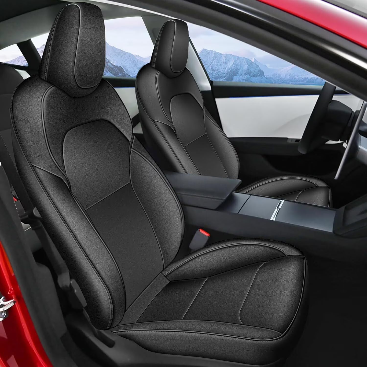 AOMSAZTO Car Seat Cover Fit for Tesla Model 3 2024 2025 (Not for Performance) Full Set Customized Seat Covers (Black,5 Seats)