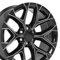 OE Wheels 22 Inch Fit Chevy Silverado Tahoe GMC Sierra Yukon Cadillac Escalade Denali Style CV44 Black Chrome 22x9 Rims Bridgestone Dueler Alenza HL Tires Lugs TPMS Hollander 5822 SET
