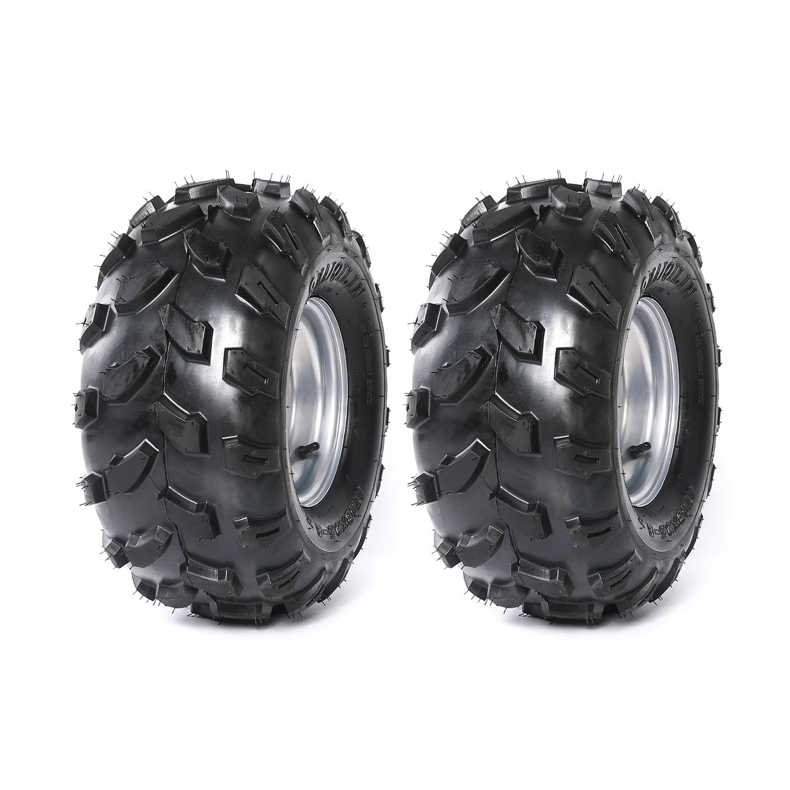 2 Pack 18x9.5-8 18x9.50-8 Tubeless Tire w/ 8  inch Wheel Rim 4 Bolt Pattern for ATV Quad Buggy Go Kart Lawn Mower 4 Wheelers Mini Bike Golf Cart Garden Tractor Utility Cart Turf Tires (2pcs)