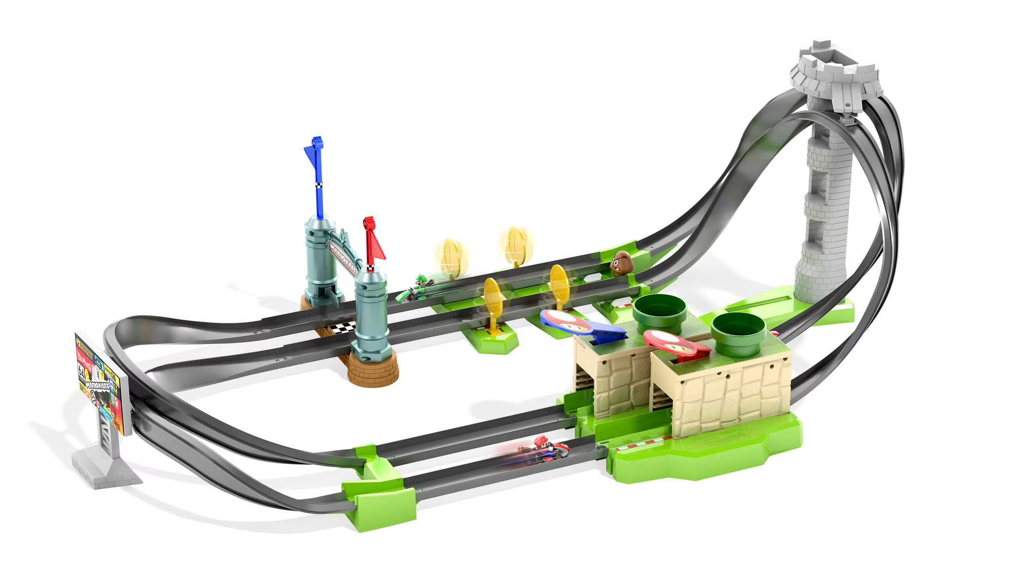 Hot Wheels Mario Kart Circuit Lite Track Set with 1:64 Scale Toy Die-Cast Kart Vehicle & Launcher