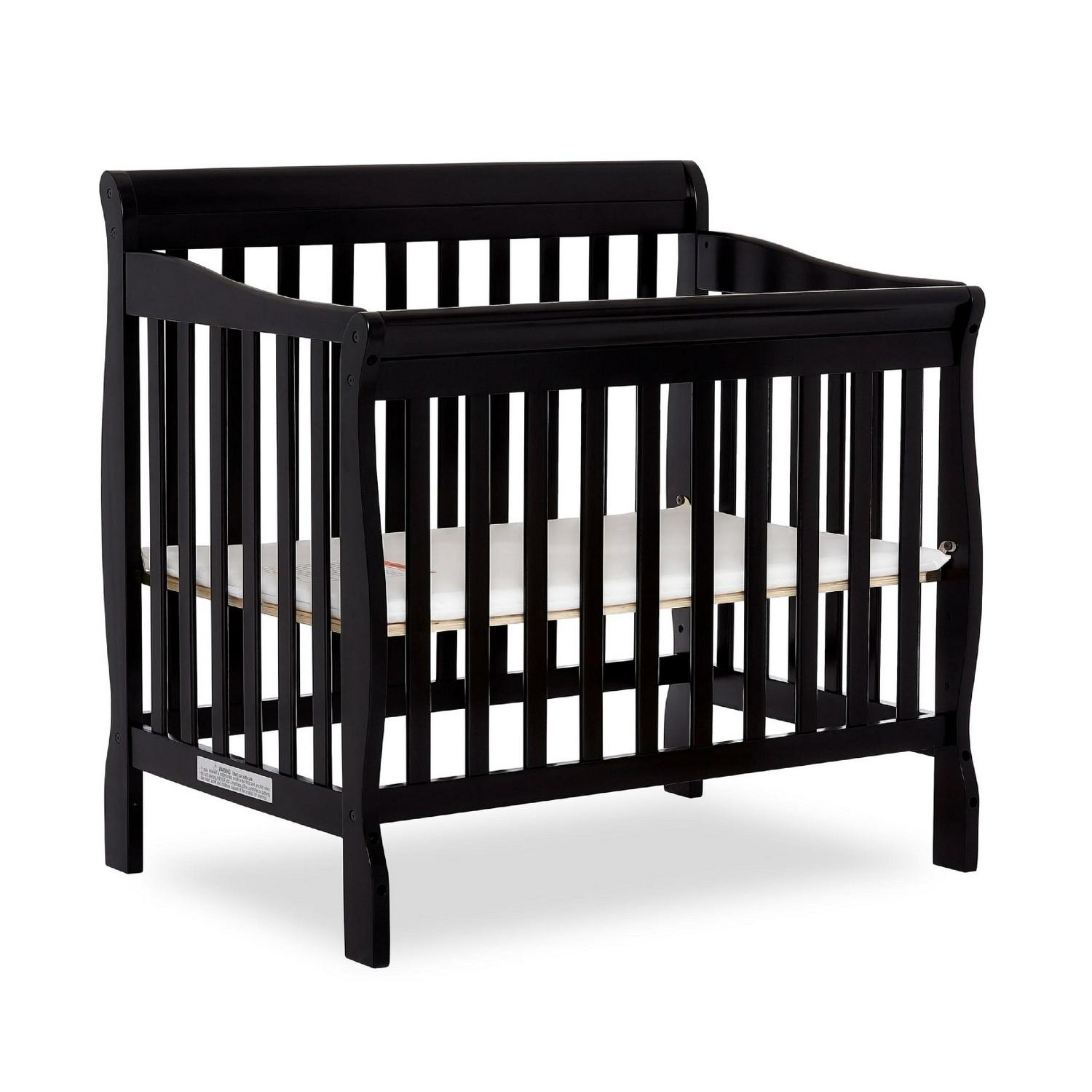 Dream On Me Aden 4-in-1 Convertible Mini Crib In Black. Greenguard Gold Certified