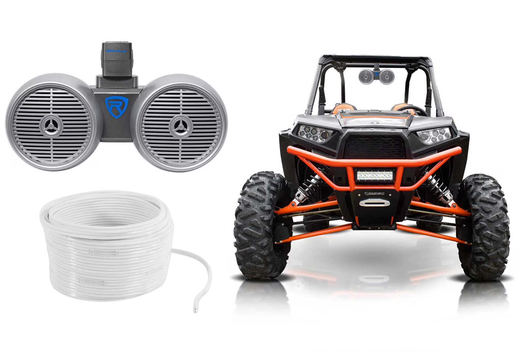 Rockville DWB65S Dual 6.5  600w Tower Speaker For Polaris RZR/Jeep/ATV/UTV/Cart