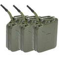 YUONAO 3-Pack 5 Gal (20L) Steel Gas Fuel Can ?C Army Green Military-Grade Gasoline Container for Emergency, Outdoor, Off-Road, Camping