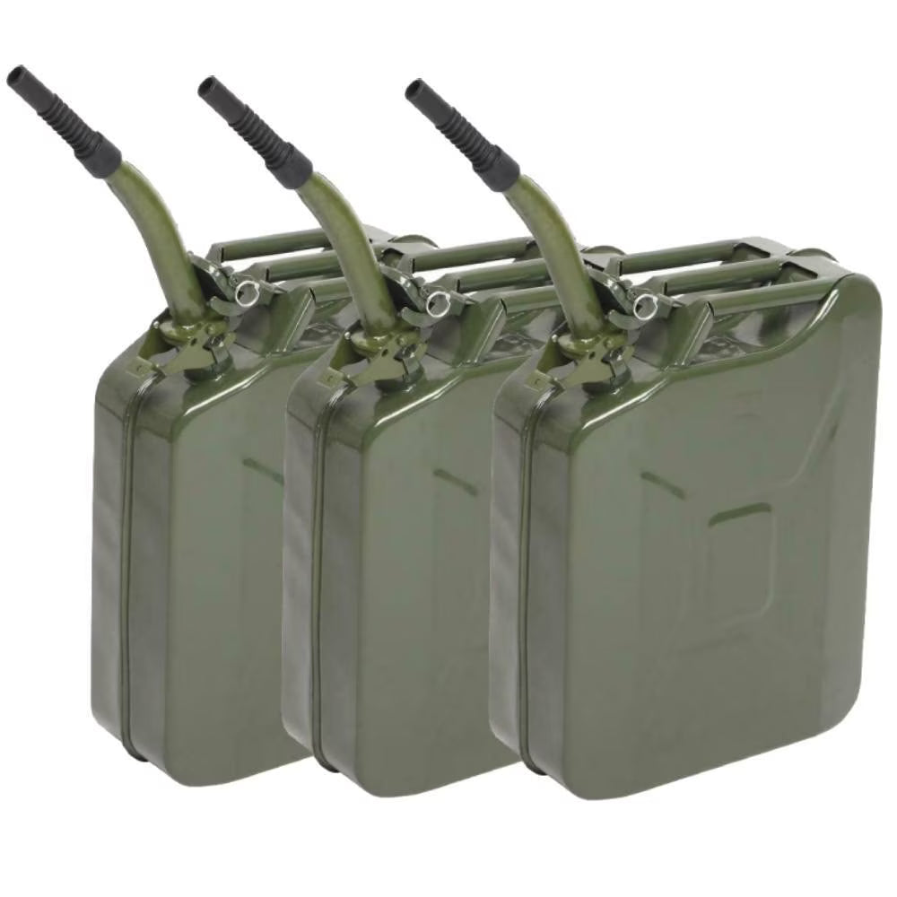 YUONAO 3-Pack 5 Gal (20L) Steel Gas Fuel Can ?C Army Green Military-Grade Gasoline Container for Emergency, Outdoor, Off-Road, Camping
