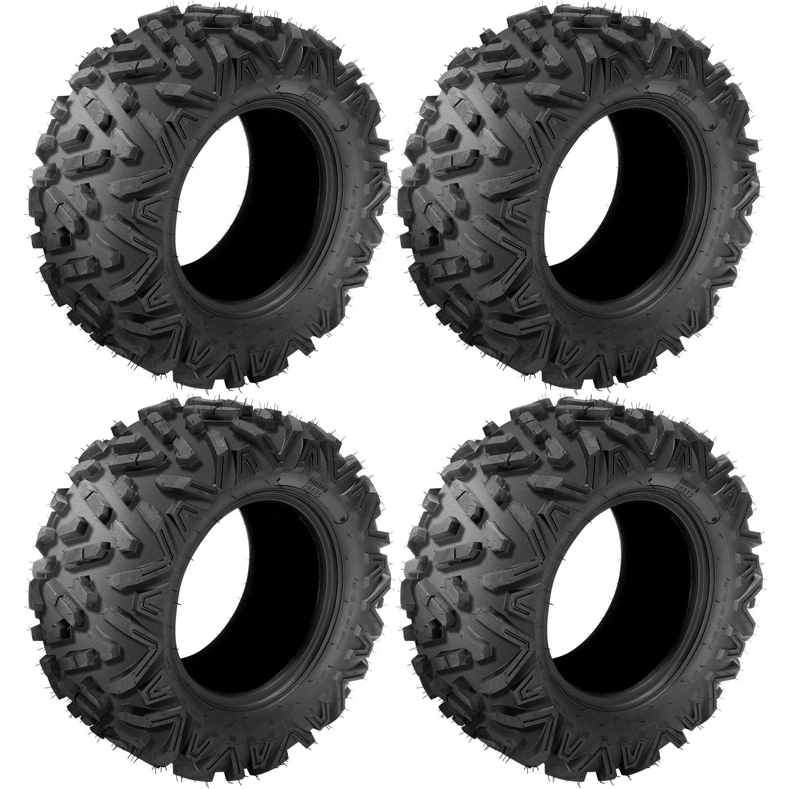 Ktaxon Set of 4 6PR All Terrain ATV UTV Tires, 25x8-12 Front & 25x10-12 Rear, Tubeless
