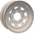 Dexstar Steel 15 Trailer Rim 5 Bolt Hole 4.5 OC, Painted and Powder Coated White for Trailers