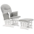 Angel Line Celine Glider And Ottoman. White with Gray Cushions