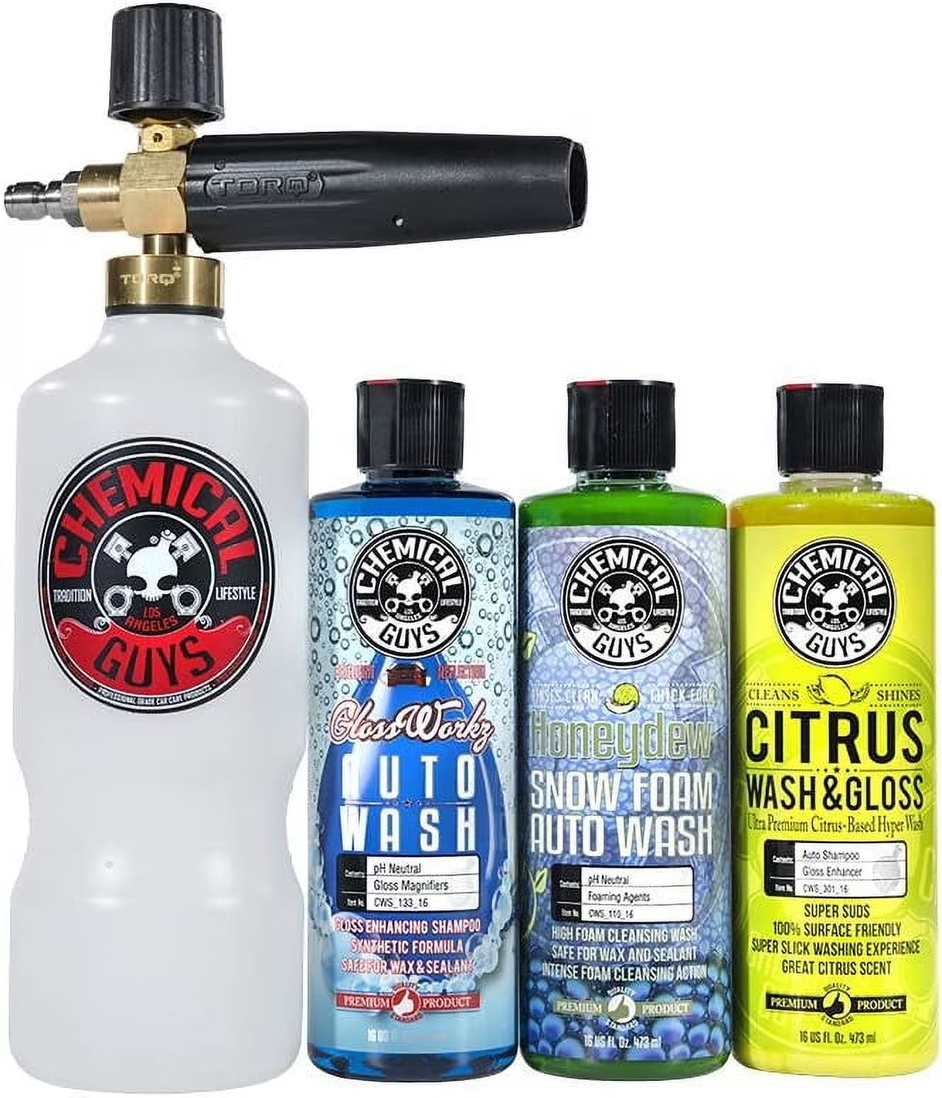 Chemical Guys EQP_313 TORQ Professional Foam Cannon and Car Wash Soap Kit, 4 Items (48 oz)