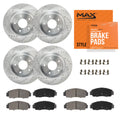 Max Advanced Brakes - Brake Kit for 2015-2017 2018 2019 Hyundai Sonata 2014 2015 2016 Kia Cadenza Optima Front and Rear Replacement Cross Drilled Disc Brake Rotors and Ceramic Brake Pads