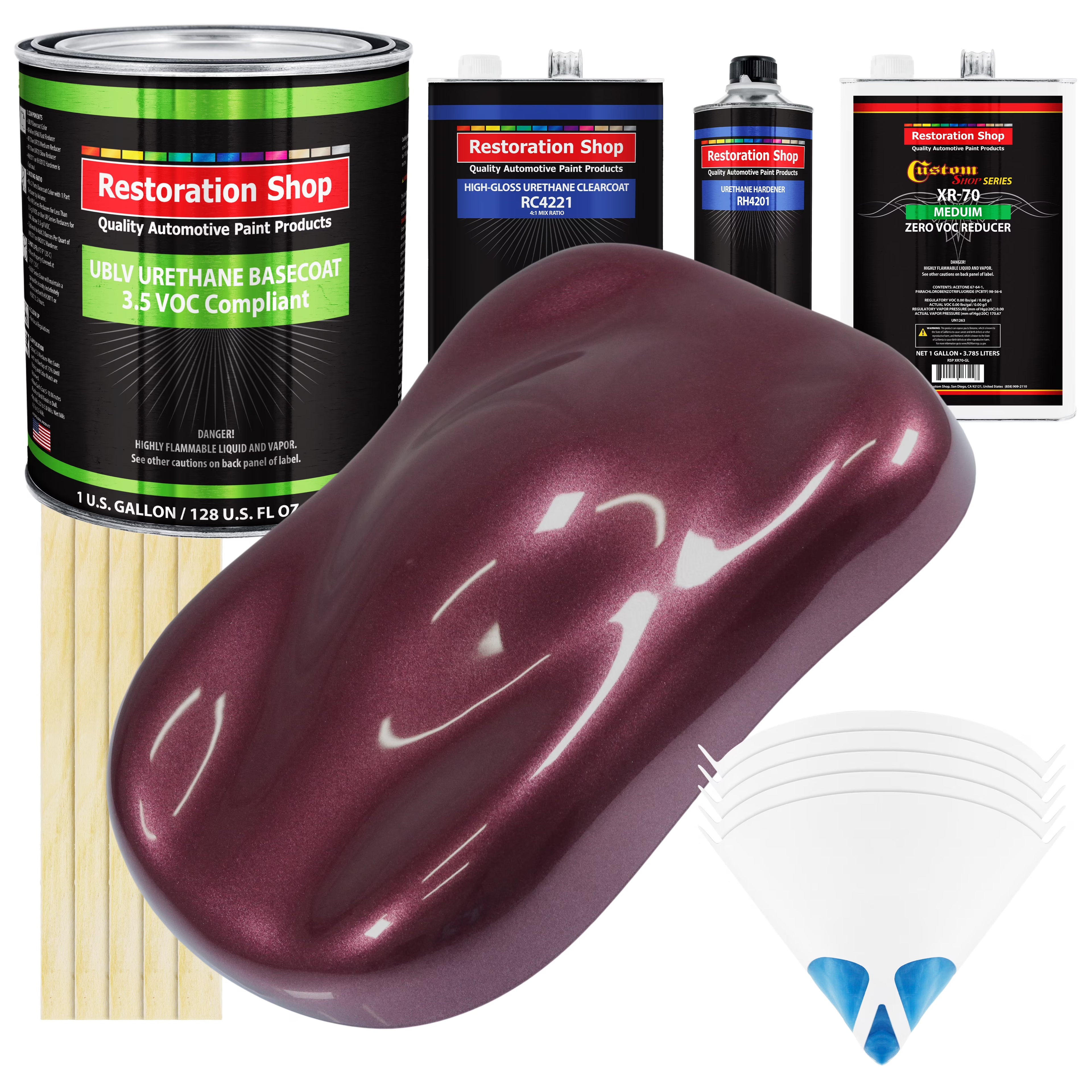 Milano Maroon Firemist Gallon Kit Low VOC URETHANE BASECOAT Car Auto Paint Kit
