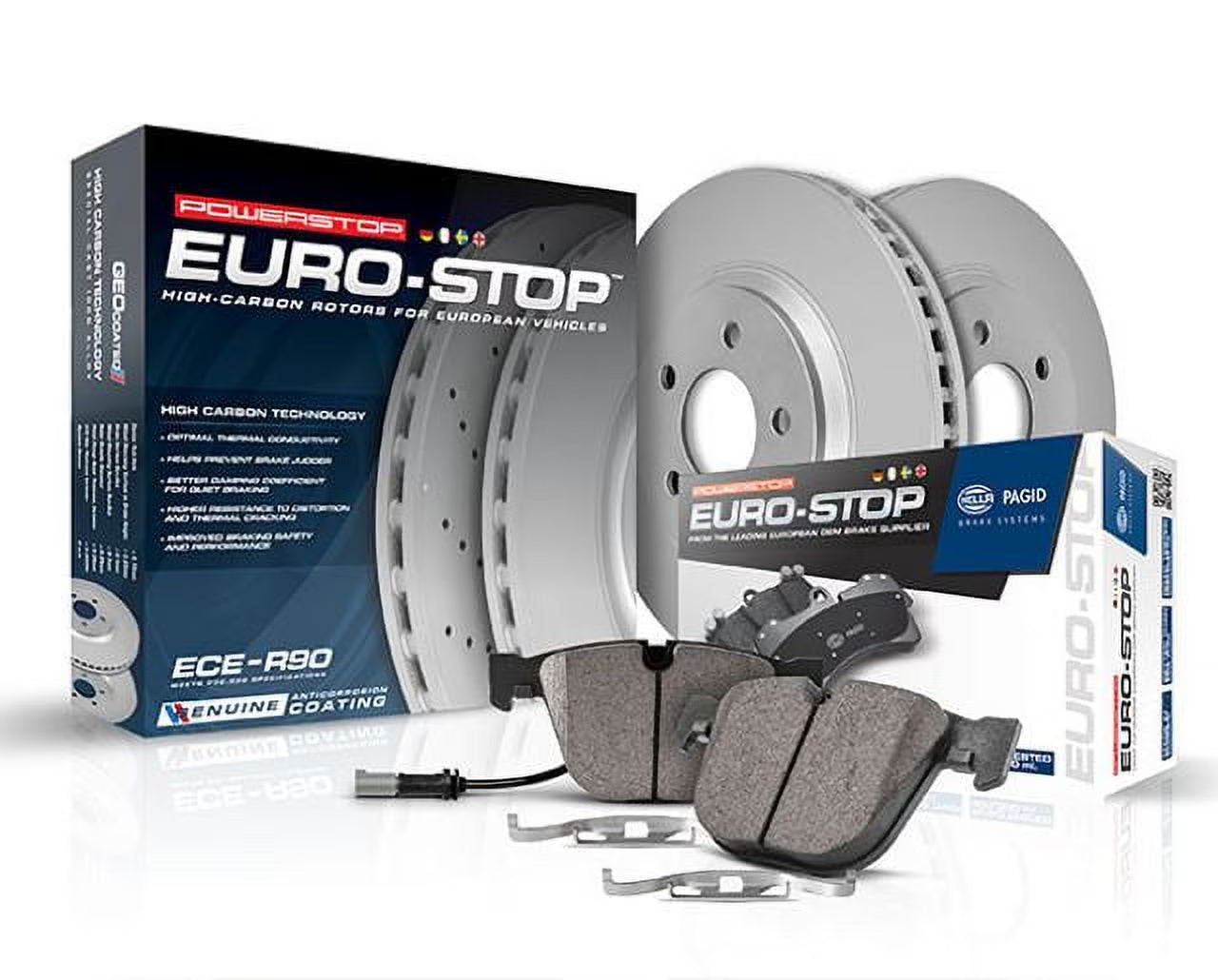 Power Stop Front Euro-Stop ECE-R90 Certified Brake Pad and Rotor Kit ESK2926