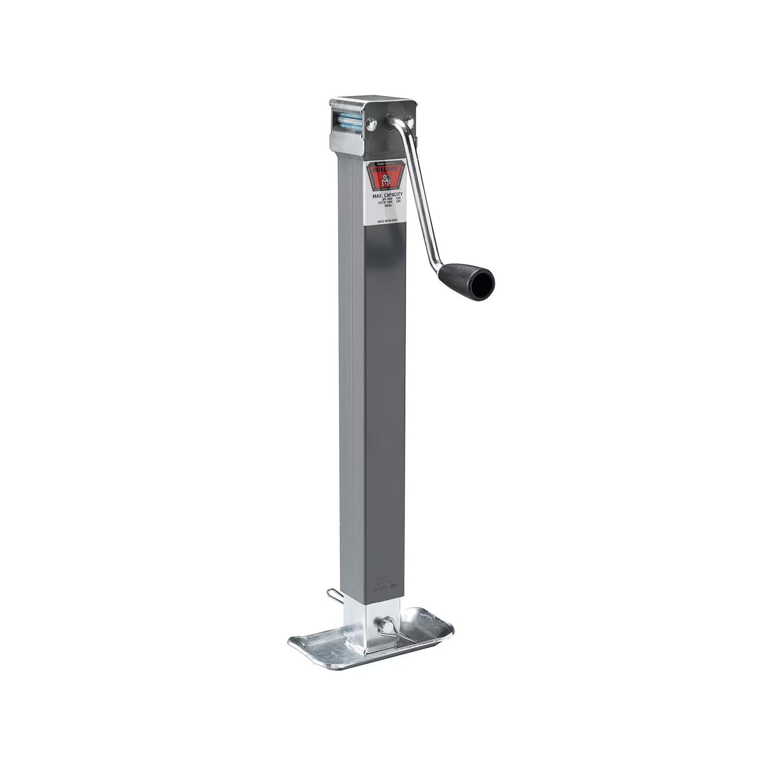 BULLDOG 195354 Square Trailer Jack, No Mount, 5,000 lbs. Support Capacity, Sidewind, Weld-On, 15 Inch Travel