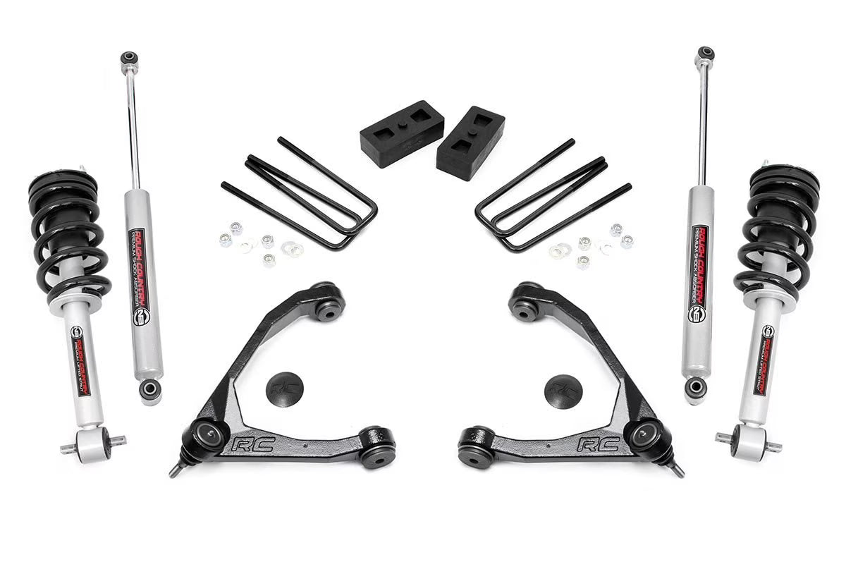 Rough Country 3.5  Lift Kit (fits) 2007-2013 Chevy Silverado GMC Sierra 1500 2WD | N3 Loaded Struts | N3 Shocks | 246.23