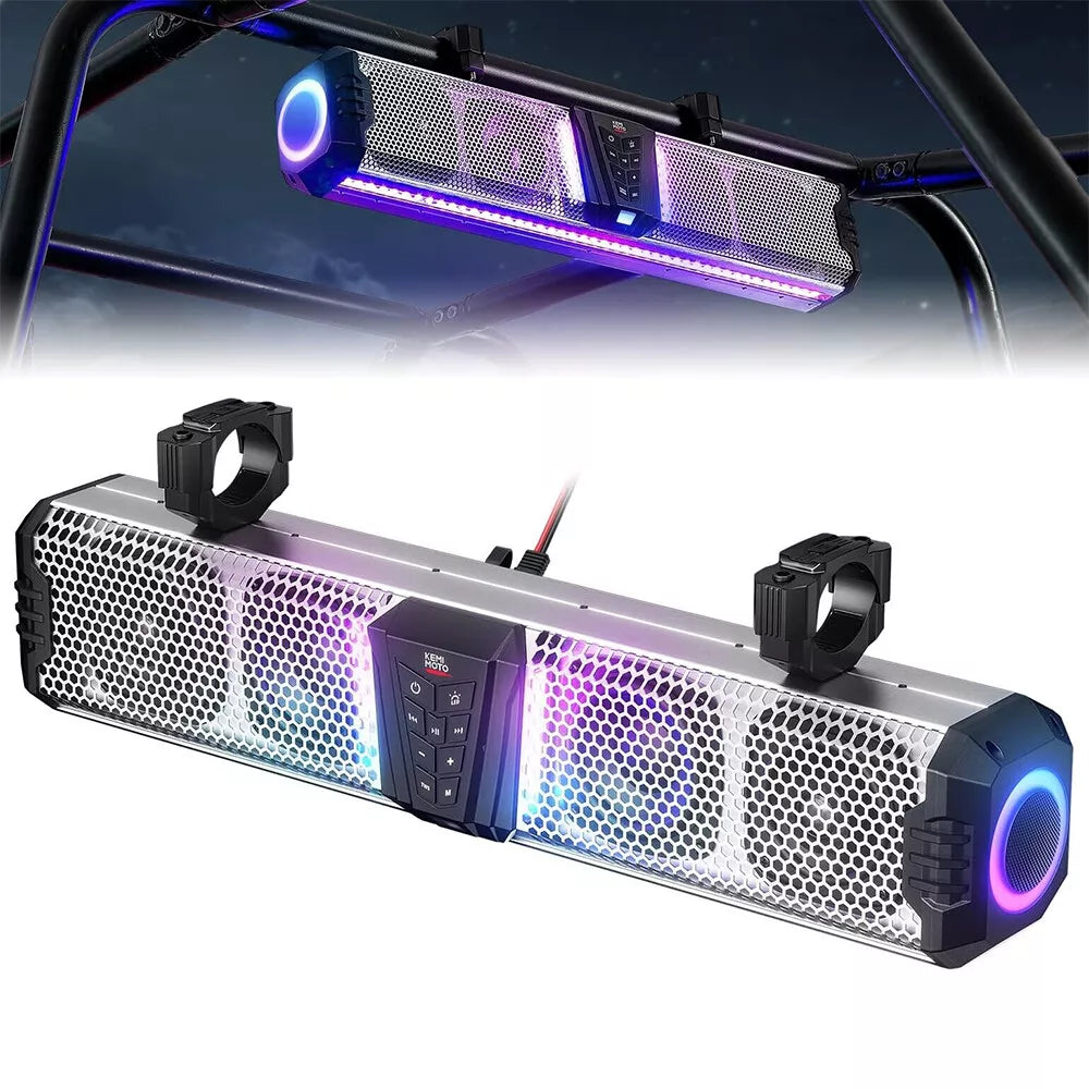 Kemimoto Midnight S60 26 Rgb Utv Atv Sound Bar Ip66 Waterproof for Golf Cart for 1  to 2  Roll Bar