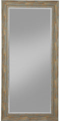 Farmhouse Style Full Length Leaner Mirror With Polystyrene Frame. Blue- Saltoro Sherpi