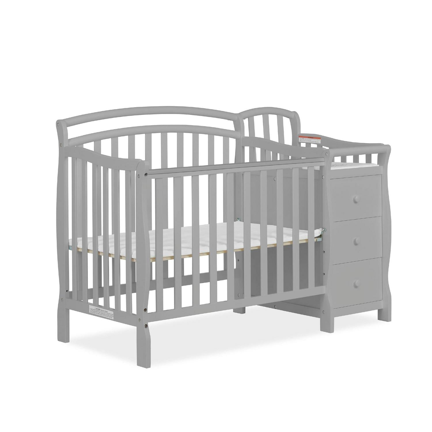 Dream On Me Casco 4-in-1 Mini Crib and Dressing Table. Pebble Grey