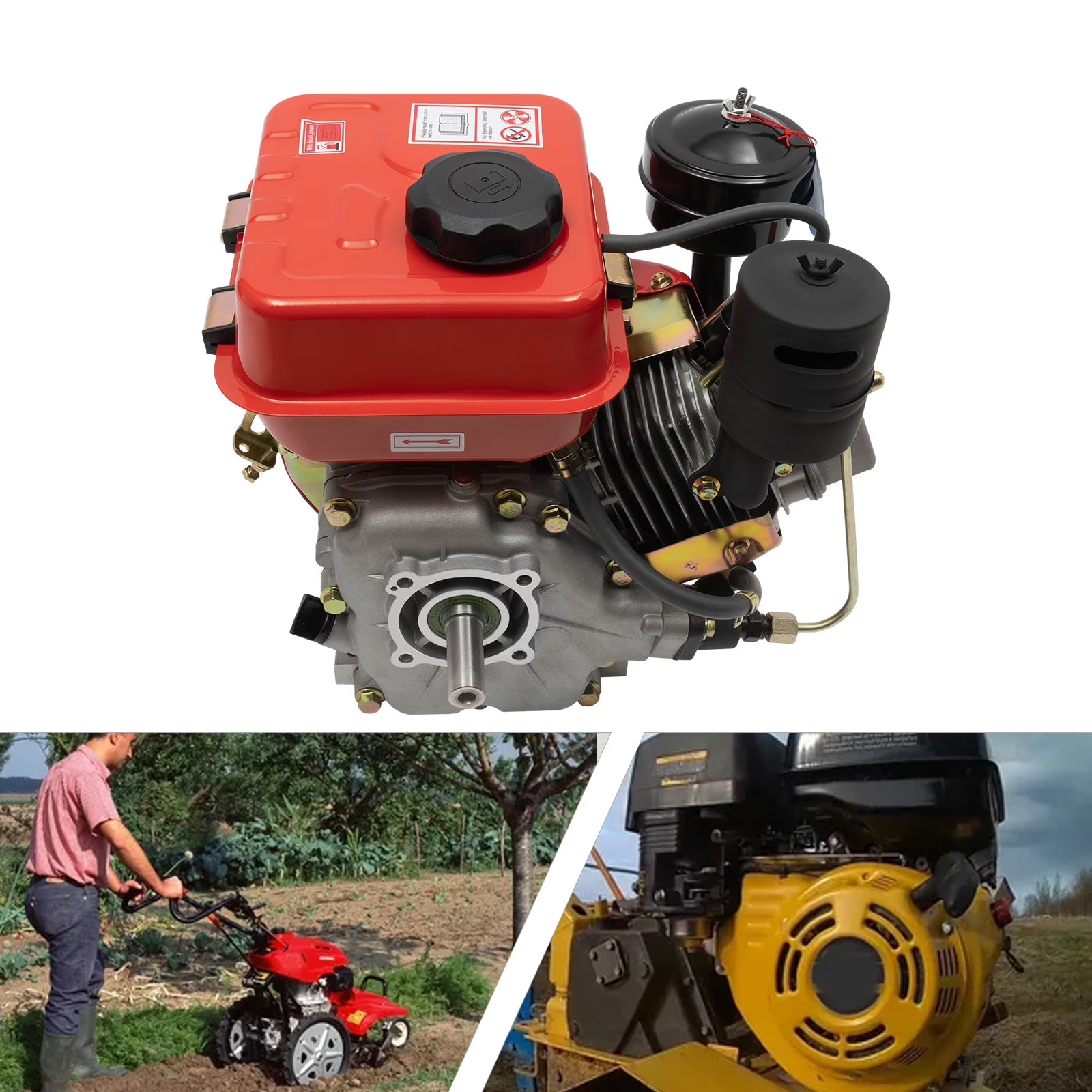 Peakora 4-Stroke 3-Horsepower Single-Cylinder Diesel Engine Recoil Start System Diesel Motor for Go Cart Mini Bike Chipper Log Splitter Lawn Mower Cement Mixer (Red)