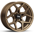 RockTrix RT105 17 inch Wheel Compatible with Jeep Wrangler JK JL 17x9 5x5 Wheels (-12mm Offset, 4.5in Backspace) 5x5 PCD, 71.5mm Bore, Bronze Wheels, Also fits Gladiator JT Rims