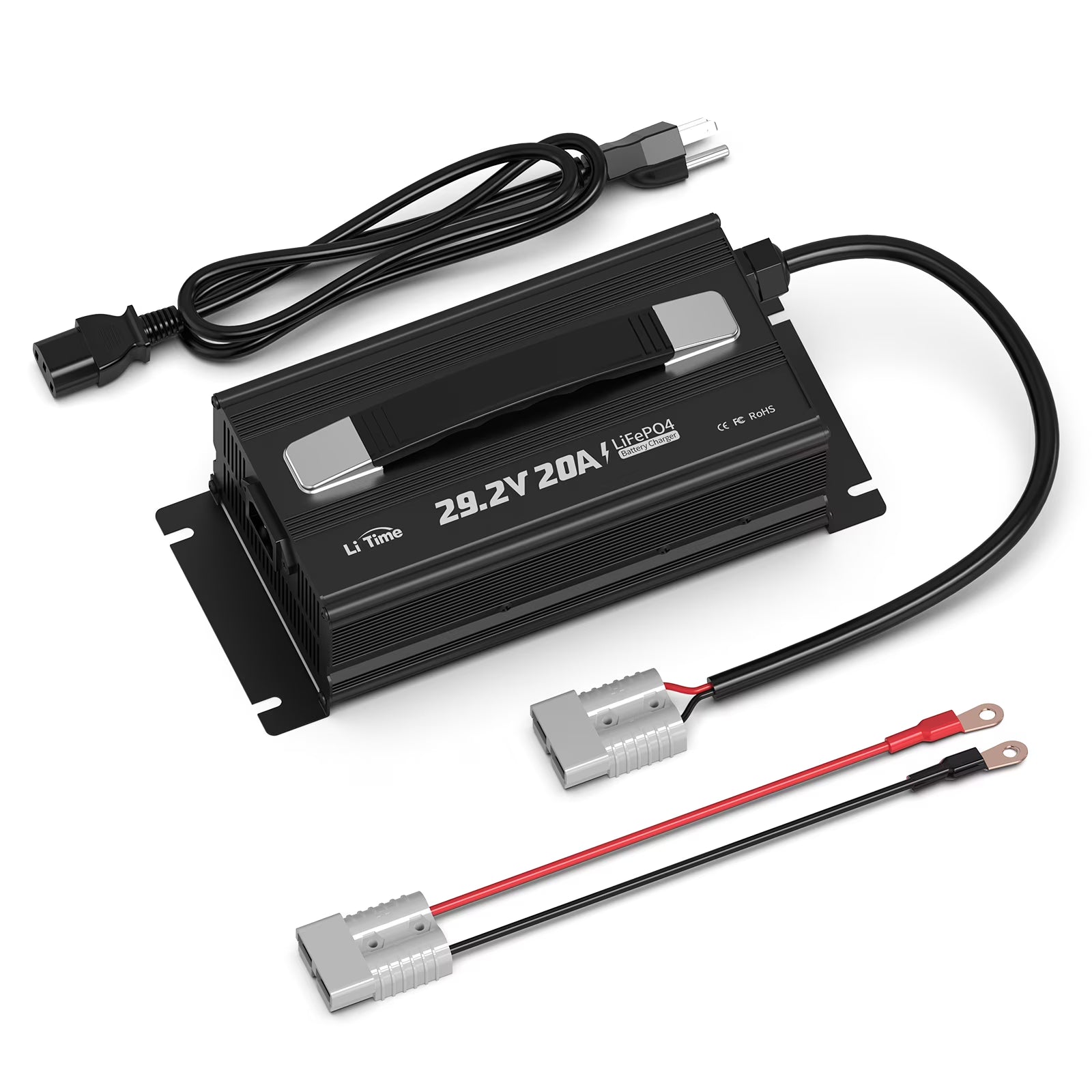 LiTime 29.2V 20A LiFePO4 Battery Charger with LED Indicators, 4 Built-in Safety Protections Support 0V Charging Function for 24V LiFePO4 Battery