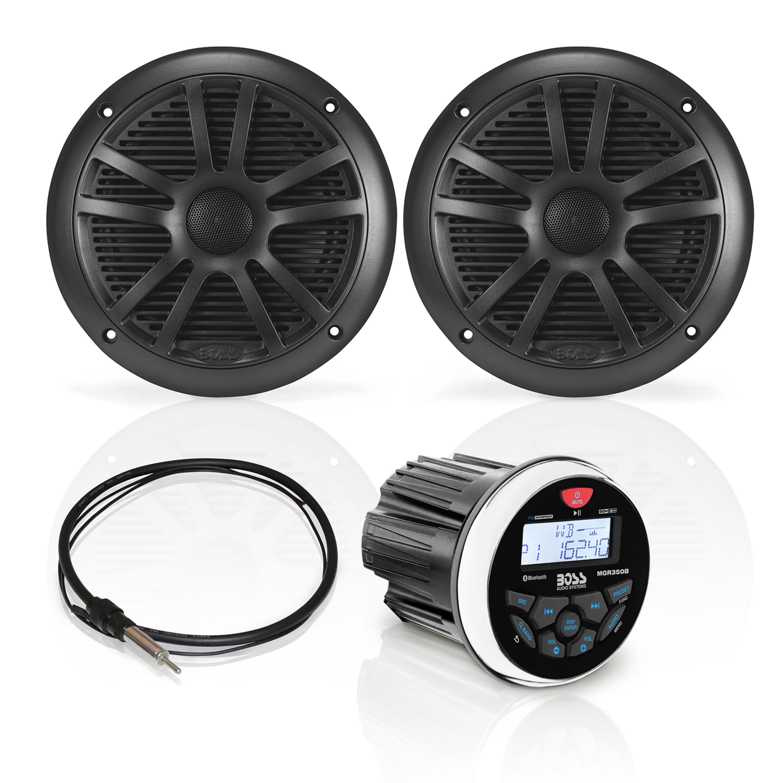 BOSS Audio Systems MCKGB350B.6 Weatherproof Marine Radio with 6.5??Full Range Speakers Kit (2 Pairs)