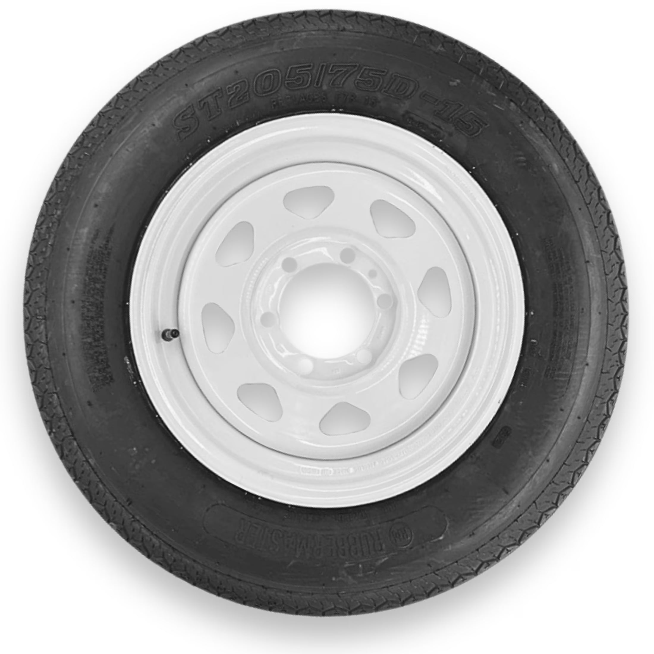RubberMaster F78-15 (ST205/75D15) 6 Ply Highway Rib Tire and 6 on 5.5 Eight Spoke