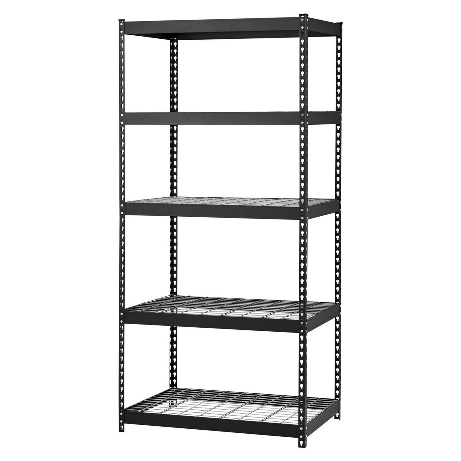 Edsal 36¡åW x 18¡åD x 72¡åH Five-Shelf Heavy-Duty Steel Shelving Unit. Black