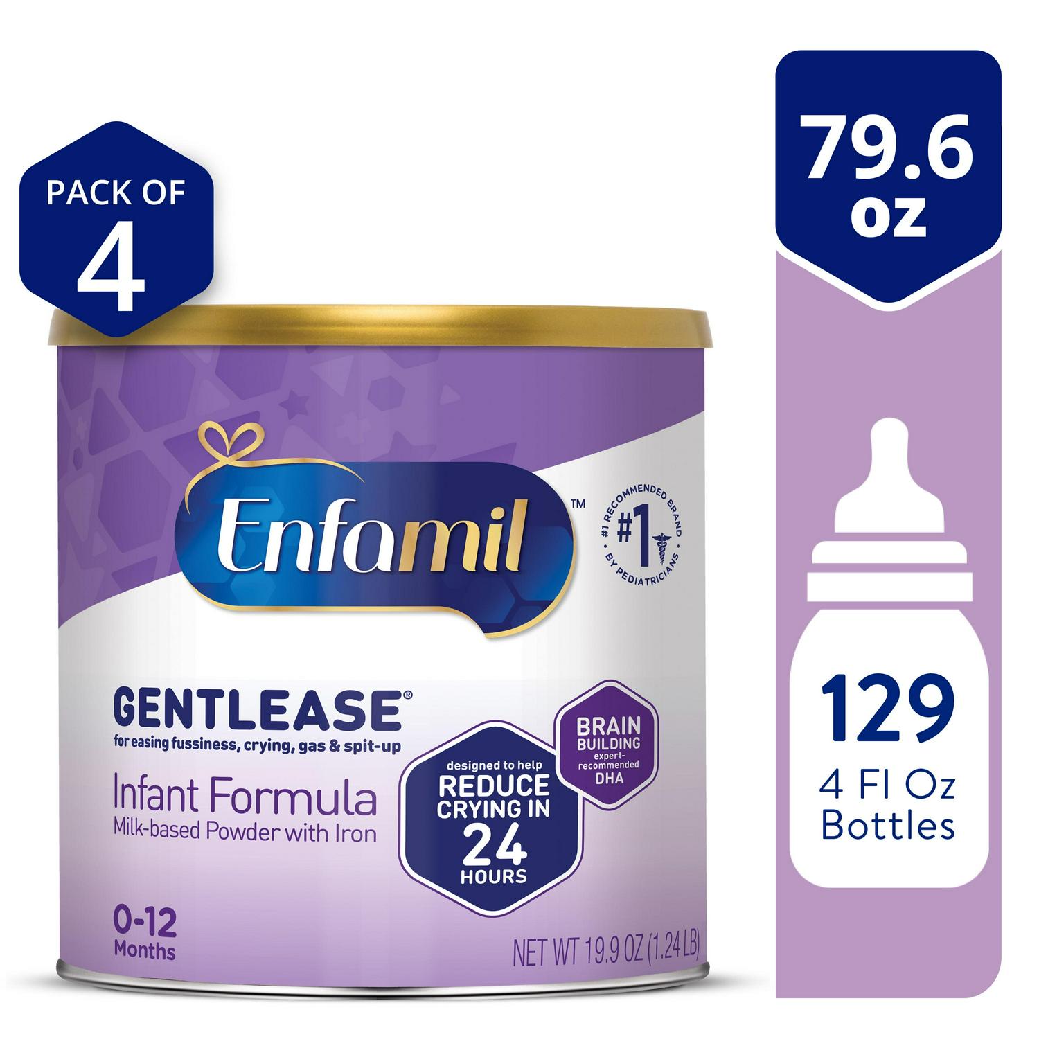 Enfamil Gentlease Powder Baby Formula with Iron. 19.9 oz. 4 count