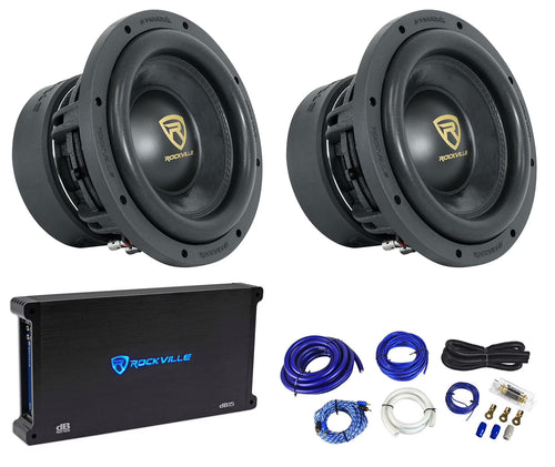 (2) Rockville W10K9D2 10  6400 Watt Car Subwoofers+Mono Amplifier+Copper Amp Kit