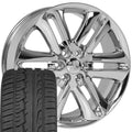 22 inch Chrome 3918 OE Wheels & Tires Fit Ford Trucks - F150 Style Rims