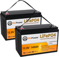 2 Pack Btrpower 12V LiFePO4 Battery Pack 140Ah Lithium for RV Deep Cycles Solar System