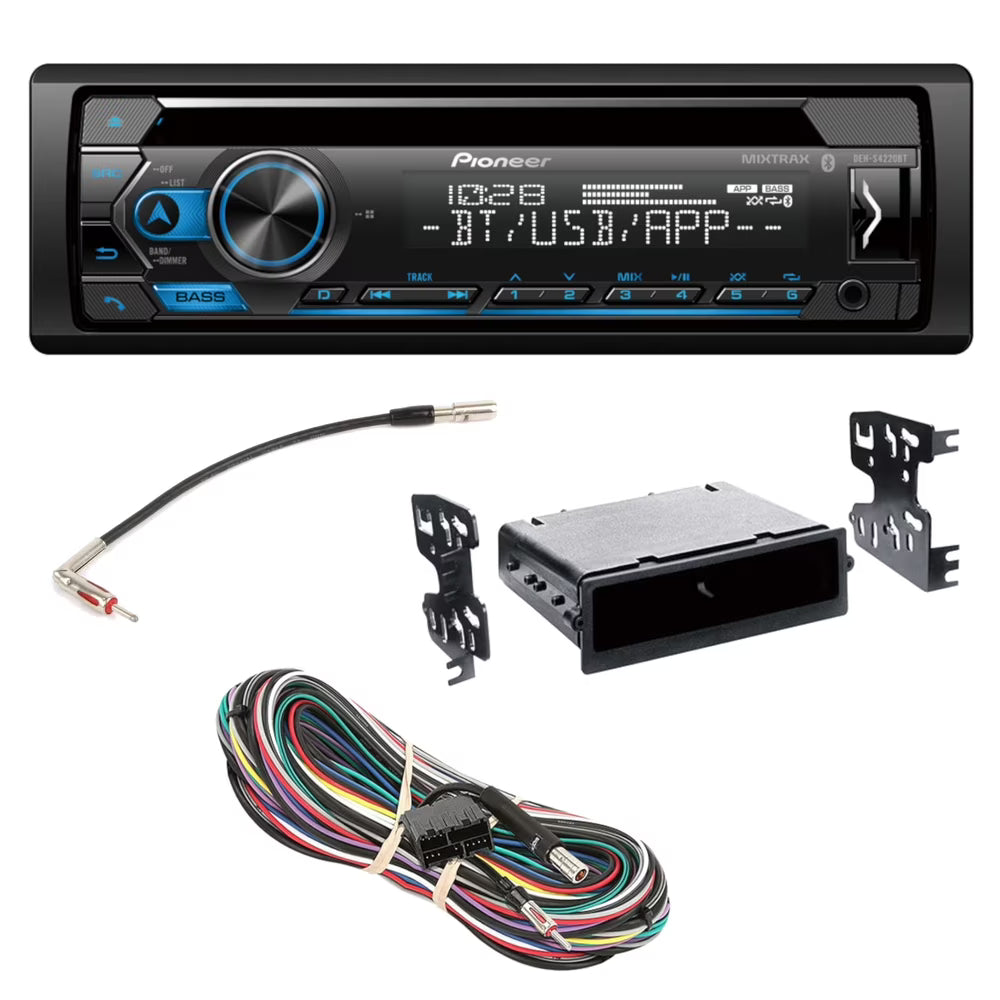 Pioneer Single DIN CD w/ Bluetooth Car Stereo Upgrade for 1990-1996 Chevy Corvette Includes In-Dash Car Stereo, Dash Kit, Harness and Antenna Adapters (Non-Amp)