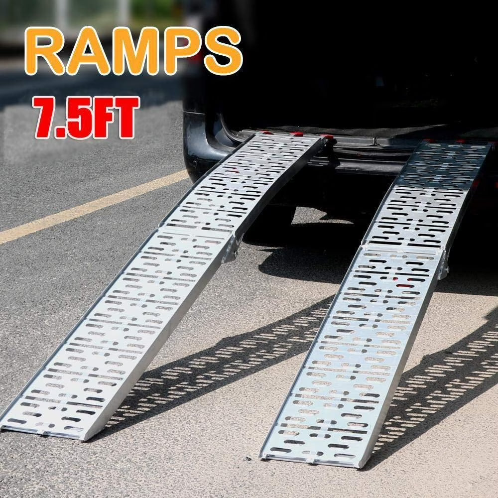 UBesGoo Pair 7.5' Aluminum Lawnmower ATV Motorcycle Truck Loading Ramp 1500lb Capacity