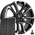 OE Wheels CV68 24 Inch Rims and Tires Fit Suburban 1500 High Country Style 6x139.7 24x10 Satin Black with Milled Edge - Hollander 14088 - iMove Gen2 AS 295/35-24 (Set of 4)