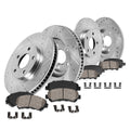 Callahan Brake Parts Brake Kit for Buick LaCrosse 2019, Chevrolet Equinox 2018-2021, GMC Terrain 2021 Front and Rear Drilled and Slotted Brake Rotors with Ceramic Brake Pads EBYK042278