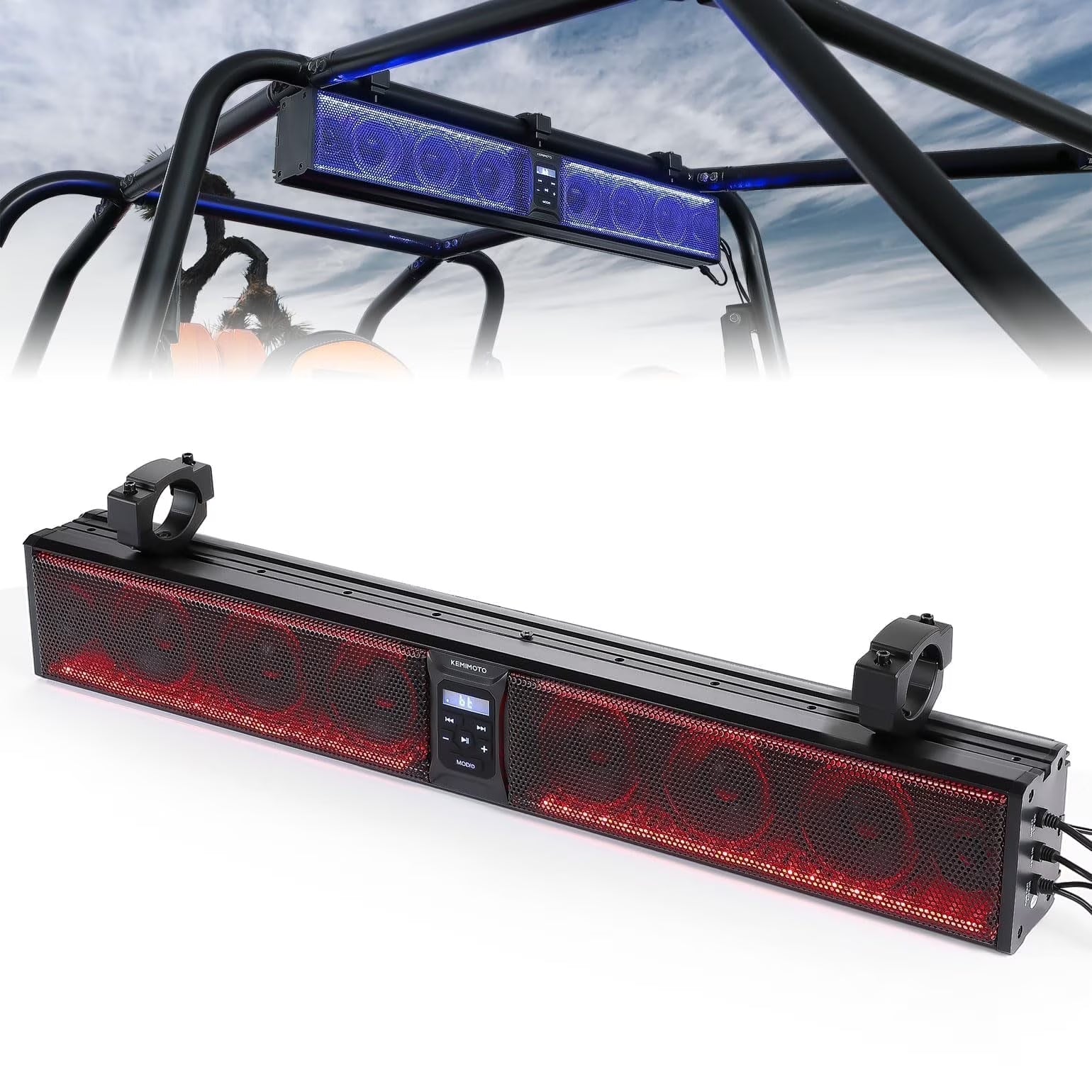 Universal 33 in 600W Louder RGB UTV Sound Bar Waterproof Bluetooth SXS Speakers