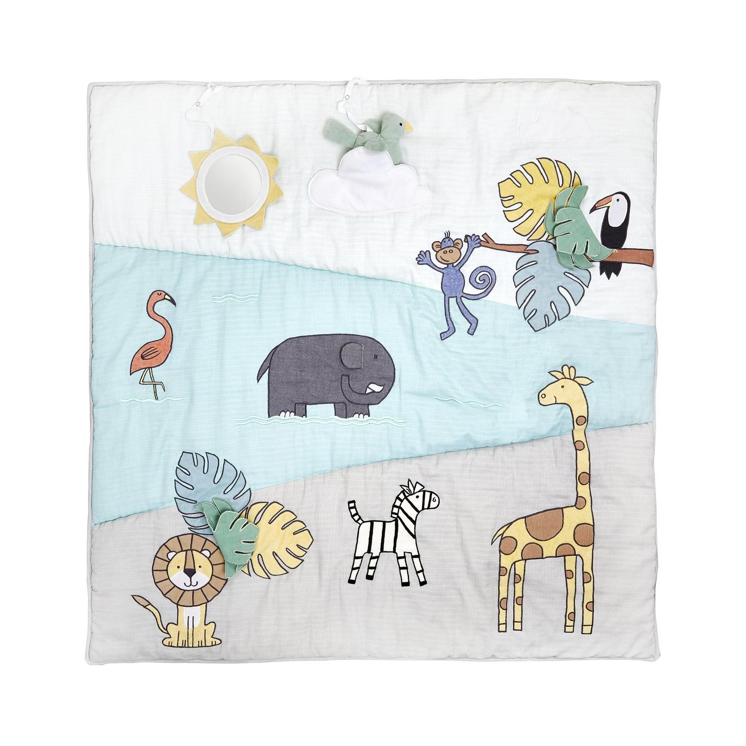 aden + anais Baby Bonding Playmat - Reversible 45? x 45? Cotton Muslin Infant Mat - Foldable Play & Tummy Time Cushion - Sensory Development Toys - Machine Washable - Non Toxic. PVC Free