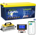 LOSSIGY 48V 100AH LiFePO4 Lithium Golf Cart Battery with 48V18A Charger, Perfect for Solar System, Marine, 5120Wh 5000+ Deep Cycles, Built in BMS with 10 Yrs Lifespan