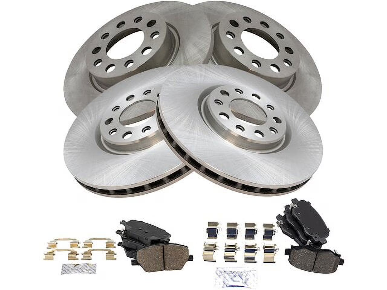 TRQ : Automotive Brakes, Ceramic Brake Pad and Rotor Kit Reduce Noise Front & Rear, 2 Pack