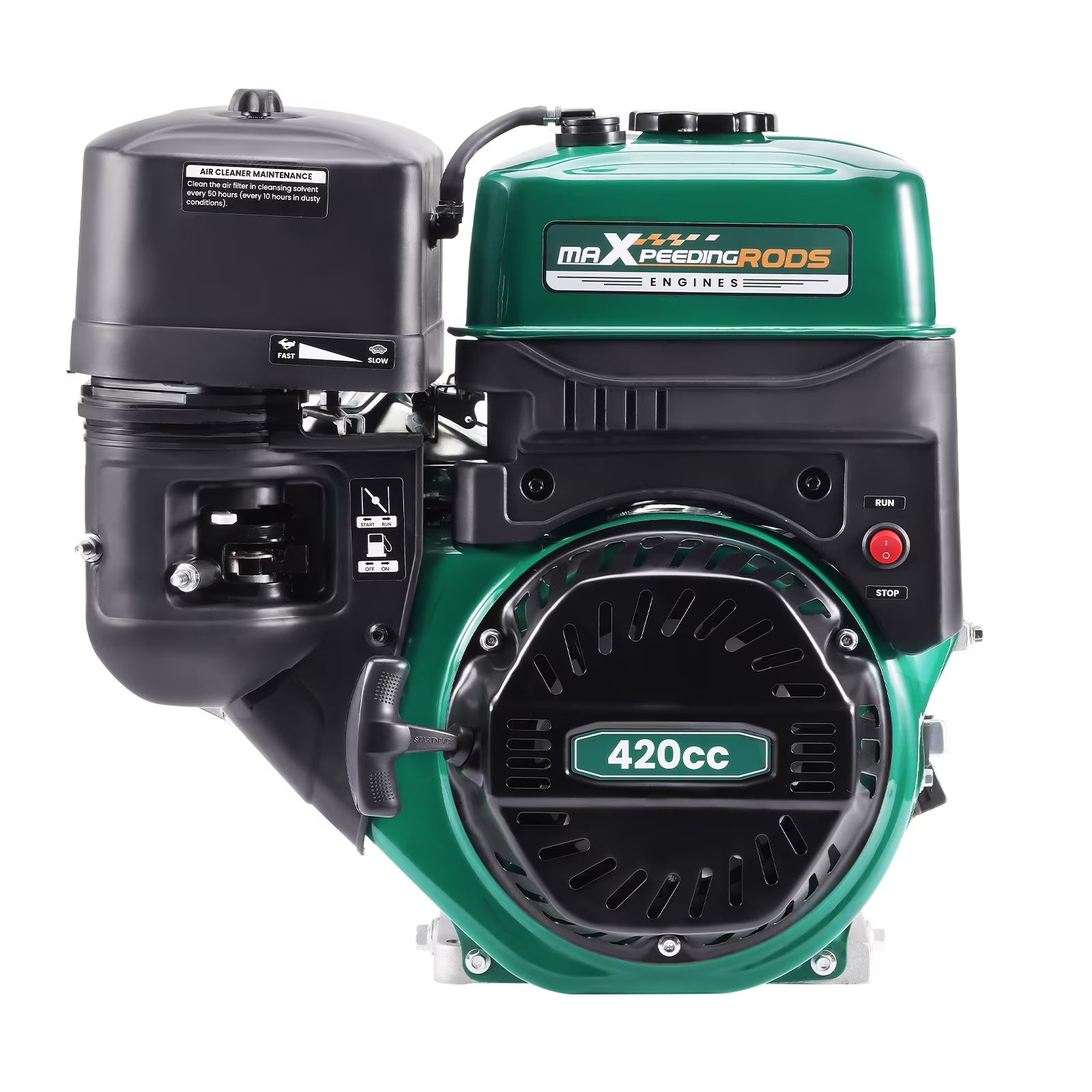 Maxpeedingrods 420cc Gasoline Recoil Start Engine, 4-Stroke, 15HP, for Water Pumps, Horizontal Motor