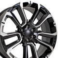 OE Wheels CV68 24 Inch Rims Fit Suburban 1500 High Country Style 6x139.7 24x10 Satin Black with Milled Edge - Hollander 14088 (Set of 4)