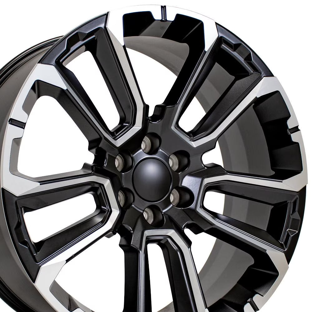 OE Wheels CV68 24 Inch Rims Fit Suburban 1500 High Country Style 6x139.7 24x10 Satin Black with Milled Edge - Hollander 14088 (Set of 4)