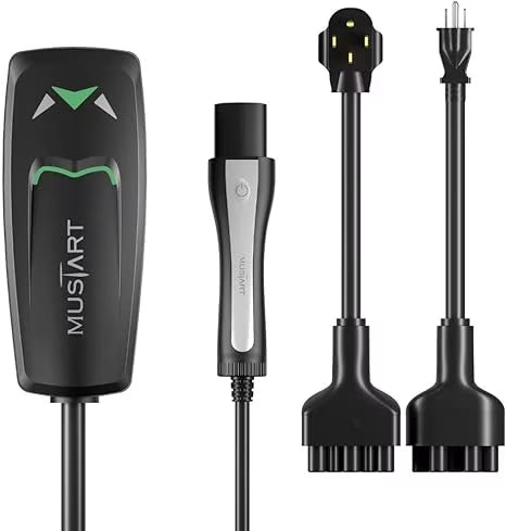 MUSTART Level 1 and Level 2 Portable Tesla Charger (15&40 Amp, 100-240V, 25ft Cable) NEMA 5-15&NEMA 14-50 Tesla Electric Vehicle Charger