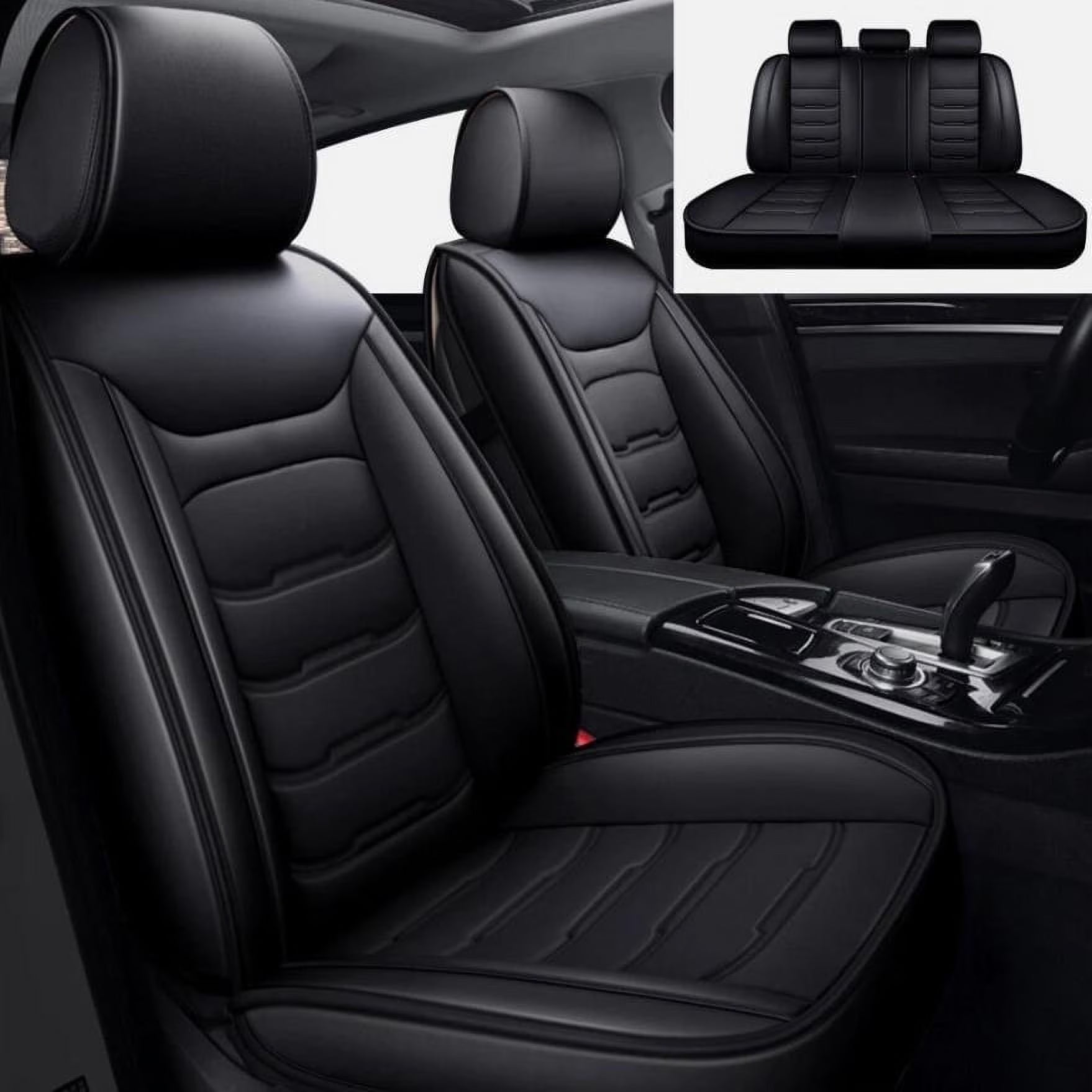 WRWolf Seat Cover Fit for Toyota RAV4 2013-2018 Waterproof Car Seat Covers Full Set 5 Seats Faux Leather Car Seat Cushion Protector Compatible Airbag,Black
