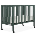 Dream On Me Quinn Full-Size Folding Crib. Removable Wheels. Modern Nursey. Adjustable Mattress Support. Patent Folding System in Olive