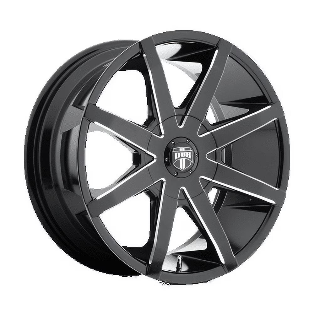 DUB 1PC Aluminum Rim S109 PUSH 22X9.5in Gloss Black Milled Finish, S109229584+20