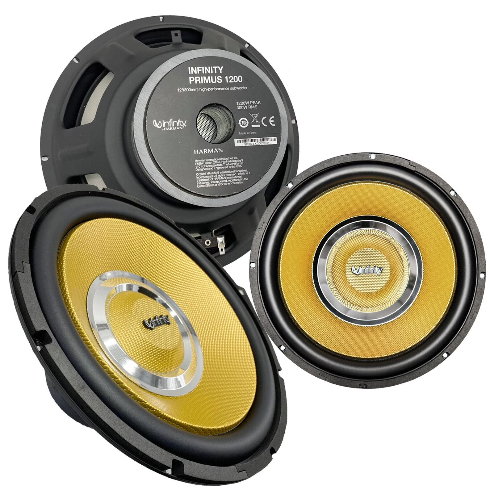 ADW Bundle High Performance 2x Infinity PRIMUS 1200 12  2400W Car Subwoofers, Black